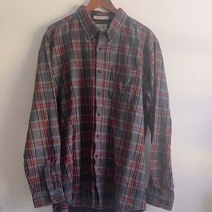 L.L. Bean Men's Plaid Shirt - Red, Black and Gray Size  XL TALL